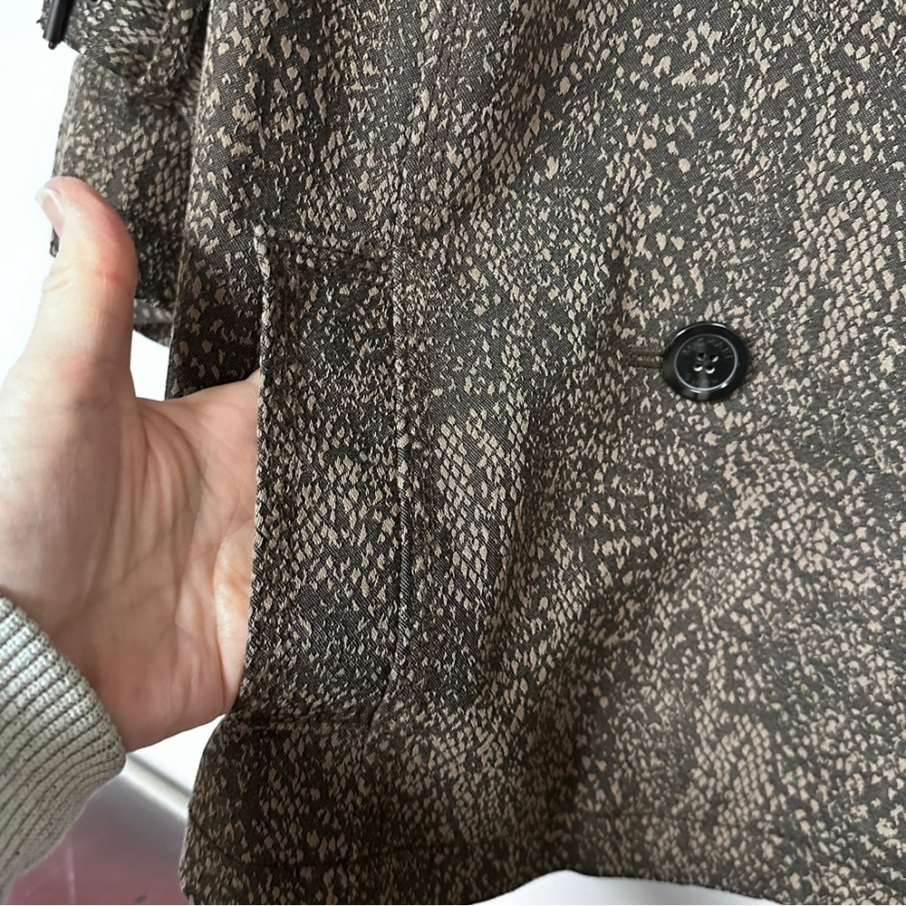 Michael Kors Snake (Brown & Tan) Print Belted Pea Coat/ Fully Lined Jacket, L - Picture 10 of 10